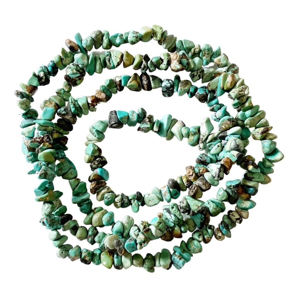 Genuine natural turquoise chip nugget strand necklace